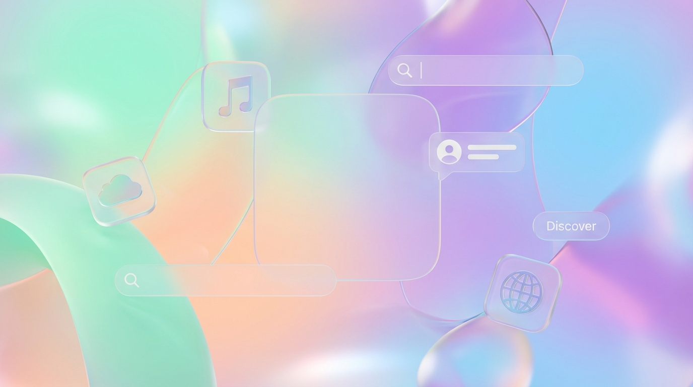 Playful 3D squircle interface components floating
